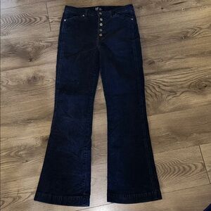 GAP Dark Blue Flare High Rise Button Fly Corduroy Pants size 10L/30L Tall